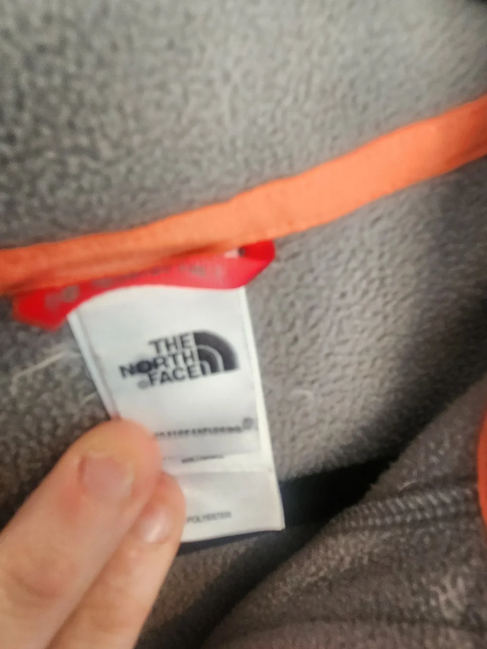 **The North Face Gray Fleece Pullover with Orange Trim L Euc**